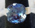 Bague cabochon carr&eacute; Swarovski Denim Blue