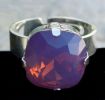 Bague cabochon carr&eacute; Swarovski Cyclamen
