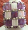 Violet  & Ecru square Tila bead ring