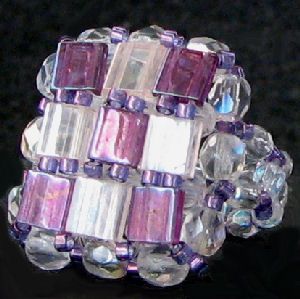 Violet  square Tila bead ring
