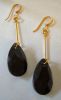 Boucles d'oreilles Larmes en cristal Noir et or