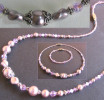 Collier+bracelet Bali nacr&eacute; parme