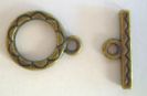 Fermoir en T Laiton vieilli Rond 15mm