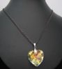 Pendentif  coeur Swarovski  chaine argent vieilli