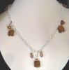 Sautoir argent aux carr�s Murano marron givr�