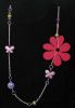 Sautoir Fleur et papillons Violet