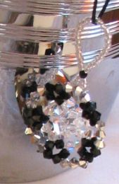 Black and silver bead snowflake hanging