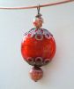 Torque pendentif Murano rouge et cuivre