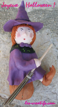 figurine sorci�re d'Hallowwen en fimo