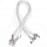 Collier ruban organza N°01 et cordon enduit ciré blanc