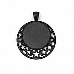 10 supports cabochons de 25mm Noir, pendentifs cabochons 8501