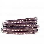 Cuir Bille Prune de 06 mm avec chaînette bille nickel free par 20 cm