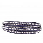 Cuir Cobalt Foncé de 06 mm Strass Swarovski par 20 cm