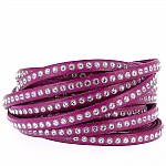 Cuir Lilas de 06 mm Strass Swarovski par 20 cm