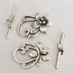 5 Fermoirs Toggle Motifs Fleur Nature Romantique Argent Vieilli