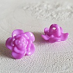 Boutons fantaisie, enfants, bébés Motif Fleur N°03-08 Violet