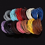 1 mètre Cordon rond cuir lisse Bleu 3 mm