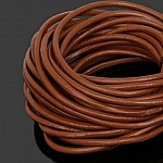 1 mètre Cordon rond cuir lisse Marron 3 mm