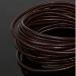 1 mètre Cordon rond cuir lisse Marron Foncé 3 mm