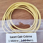 1 mètre Cordon rond cuir lisse Crème 1 mm