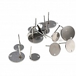 10 Supports Boucles d'oreilles puces ronde 8 mm en acier inoxydable