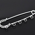 Lot 20 Supports Broches Épingle à Nourrice Argenté 5 anneaux 70x20mm N°004