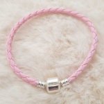 Bracelet Clip Européen tressé Uni 01 DU 15 AU 23 CM Rose