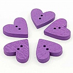 Bouton bois coeur violet N°01-03