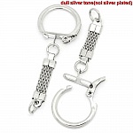 Porte clés argenté en métal 6.2 cm