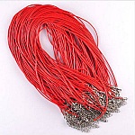 10 Colliers cordons simili cuir diamètre 1.5 mm 40 cm Z6-05-3 Rouge 