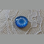 cabochon rond en verre 12mm fleur bleu 038 