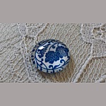 cabochon rond en verre 12mm fleur bleu 028 