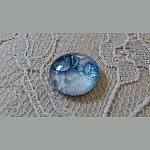 cabochon rond en verre 12mm fleur bleu 010 