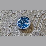 cabochon rond en verre 12mm fleur bleu 004 