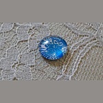 cabochon rond en verre 12mm fleur bleu 002 