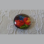 cabochon rond en verre 25mm fleur 01-031 