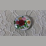 cabochon rond en verre 25mm fleur 01-014 