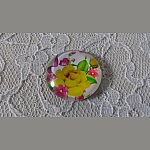 cabochon rond en verre 25mm fleur 01-002 
