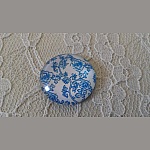 cabochon rond en verre 25mm fleur 014 