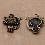 lot de 5 breloques chats en métal bronze-N°01 Pendentif Chat 