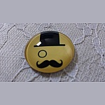 cabochon rond en verre 25mm moustache 023 