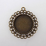 2 supports cabochons de 25mm bronze, pendentifs cabochons 118AB 