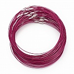1 collier tour de cou fil câblé rigide violet rouge fermoir à visser N°01