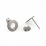 Support Boucle d'oreille puce ronde 10 mm en acier inoxydable N°04 Argent