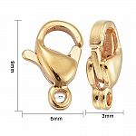 1 Fermoir Acier Inoxydable Plaqué Or 24K Mousqueton 9 x 6 mm Doré