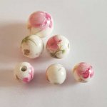 Perle ronde céramique fantaisie fleur Lot N°01