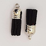 Pompon suédine uni 25 mm N°06 Noir