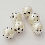 Perle Acrylique Ronde 10 mm étoile 01 x 1 Pièce