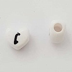 Perle Cœur Lettre L Blanc Noir 11mm