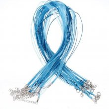 Collier ruban organza N°08 et cordon enduit ciré